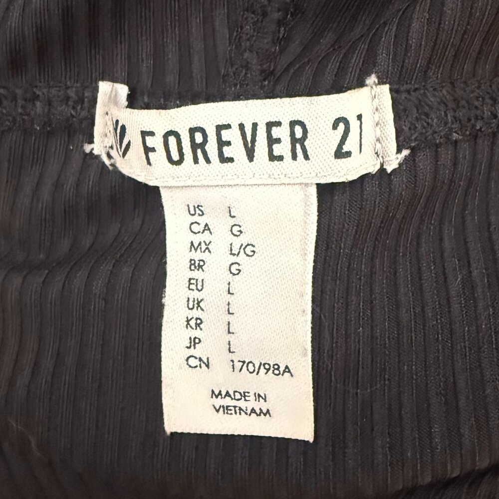 Forever 21 Ribbed Black Cropped Hoodie Top | Size L | Excellent Condition - Picture 7 of 8
